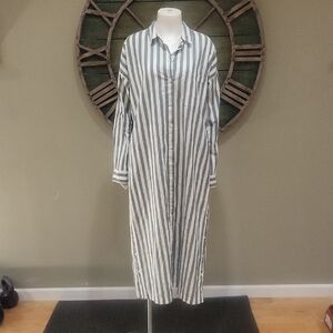 Alex Mill Kerry Positano Striped Button-Up Long Shirt Dress